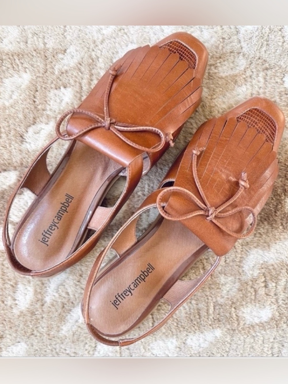 Jeffrey Campbell Oxbridge Cutout Slingback Leather Loafer In Tan Lizard Size 7